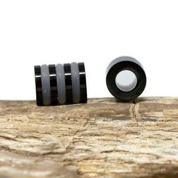 Gunmetal Stainless Steel 10x8mm Grey Rubber Ring Bead