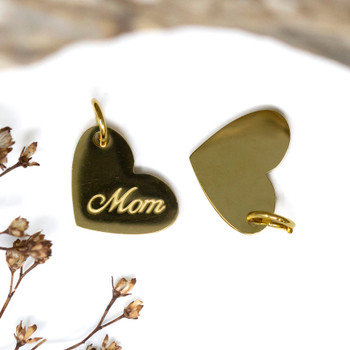 Gold Plated Stainless Steel 15mm Mom Heart Charm