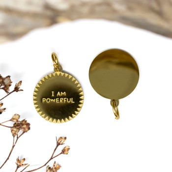 Gold Plated Stainless Steel 15mm I Am Powerful Charm
