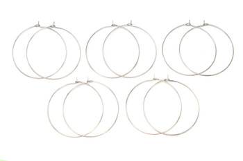 Stainless Steel 40mm Hoop Earring / Wine Glass Ring - 6 Pieces