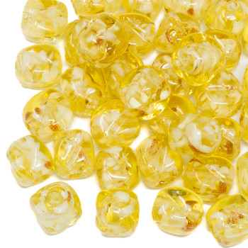 Lampwork Yellow Gold 10-12mm Cube Bead