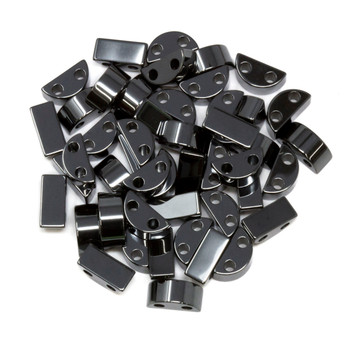 Hematite 4x9mm Tunnel Beads - 1.5mm Two hole - Pack of 50