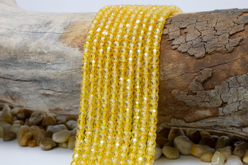 Zircon CZ AA Grade Polished Yellow 3.5x4mm Faceted Rondelle