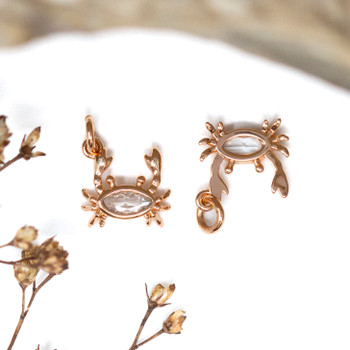 Rose Gold Plated Micro Pave 9mm Crab Charm