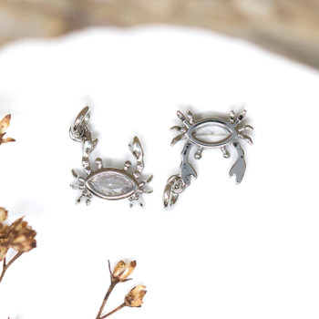 Silver Plated Micro Pave 9mm Crab Charm