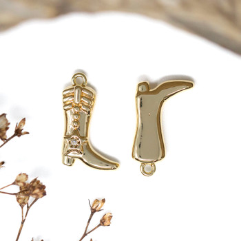 Gold Plated Micro Pave 17x11mm Cowboy Boot Charm