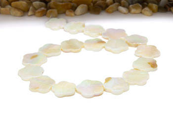 Natural Shell White 19-20mm AB Plated Polished Flower