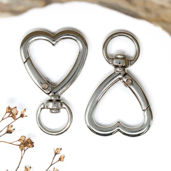 Platinum Plated Alloy 40x26mm Swivel Heart Clasp