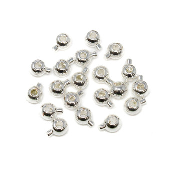 Long Lasting Sterling Silver Plated 3mm Round Lollipop Push Pin Crimps - 20 Pieces