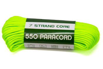 550 Paracord 4mm 7 Strand Core Strong Polyester Parachute Cord - Neon Lime Green