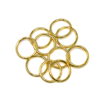 18kt Gold Plated 10.5mm Round 15 Gauge OPEN Jump Rings - 10 Pieces