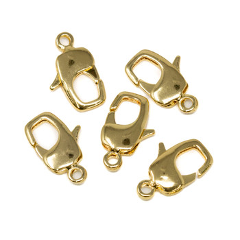 Gold Plated 16x10mm Lobster Clasp - 5 Pieces