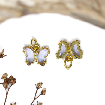 Gold Plated Micro Pave Glass 11x9mm Light Lilac Butterfly Charm