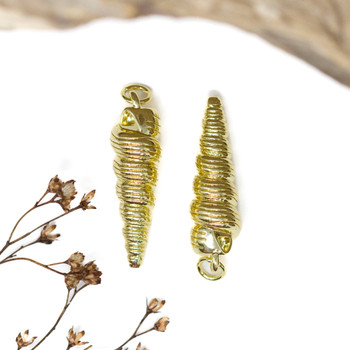 Gold Plated 28x8mm Spiral Conch Shell Charm