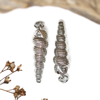 Platinum Plated 28x8mm Spiral Conch Shell Charm