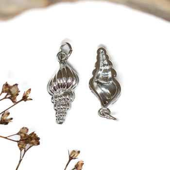 Platinum Plated 19x9mm Conch Shell Charm