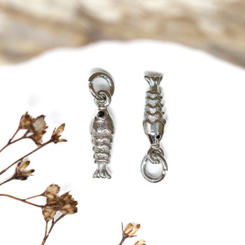Silver Plated Micro Pave 15x4mm Tiny Fish Charm