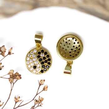 Gold Plated Micro Pave 12mm Yin Yang Charm