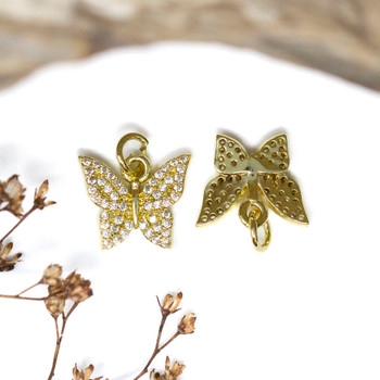 Gold Plated Micro Pave 11.5x13mm Butterfly Charm