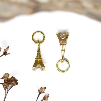 Gold Plated Micro Pave 11x4.5mm Eiffel Tower Charm