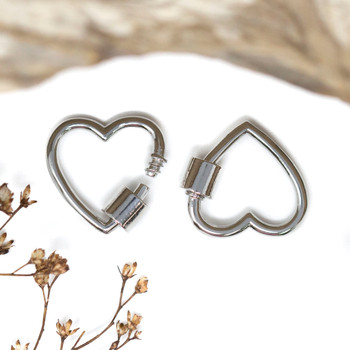 Silver Plated 20mm Carabiner Heart Clasp