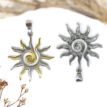Two Tone Plated 27mm Spiral Sun Charm