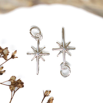 Silver Plated 16x9mm North Star Charm
