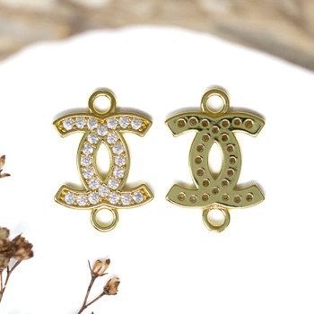 Gold Plated Micro Pave 14x20mm CC Link
