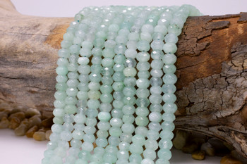 Jade Polished 5x8mm Faceted Rondelle - Mint