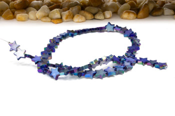 Natural Shell Polished Dyed Blue AB 8-9mm Star