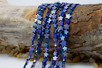 Natural Shell Polished Dyed Blue AB 8-9mm Star