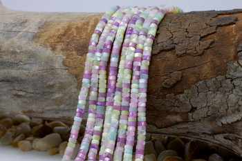 Mother of Pearl Shell Polished 2x4mm Dyed Pastel Mix Wheel