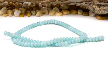 Natural Shell Polished 4x6mm Dyed Aqua Rondelle