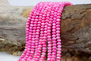 Natural Shell Polished 4x6mm Dyed Candy Pink Rondelle