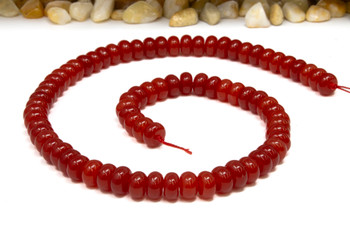 Jade Polished 5x8mm Faceted Rondelle - Dyed Bright Terracotta