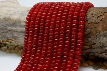Jade Polished 5x8mm Faceted Rondelle - Dyed Bright Terracotta