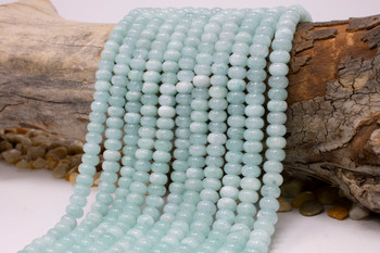 Jade Polished 5x8mm Faceted Rondelle - Dyed Aqua Mix