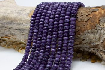 Jade Polished 5x8mm Faceted Rondelle - Dyed Medium Violet