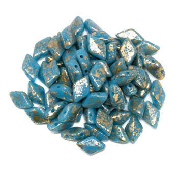 Matubo GemDuo -- Gold Splash - Blue Turquoise