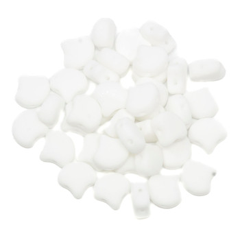 Matubo Czech Glass Ginkgo Leaf Two Hole Beads -- Bondeli White