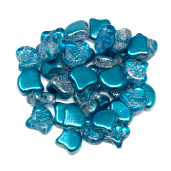 Matubo Czech Glass Ginkgo Leaf Two Hole Beads -- Slushy Energy