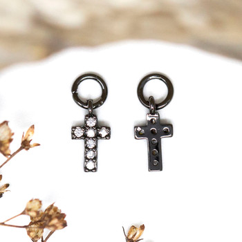 Gunmetal Plated Micro Pave 9x5mm Tiny Cross Charm