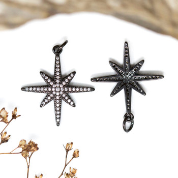 Gunmetal Plated Micro Pave 23x25mm Star Charm