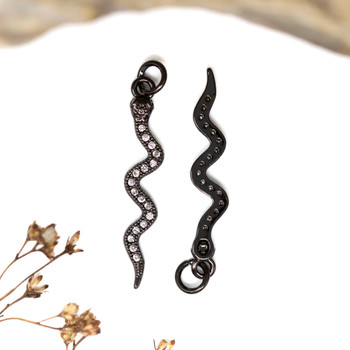 Gunmetal Plated Micro Pave 6x29mm Snake Charm