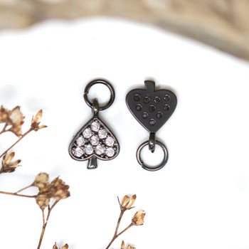 Gunmetal Plated Micro Pave 10x7mm Spades Charm