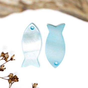 Shell Polished 22x11mm Aqua Fish Pendant