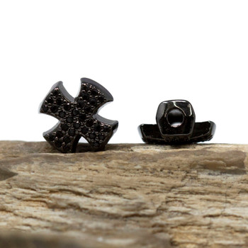 Gunmetal Plated Micro Pave 12mm Square Cross Bead