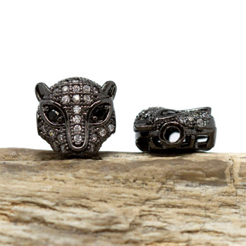Gunmetal Plated Micro Pave 11.5mm Leopard Bead