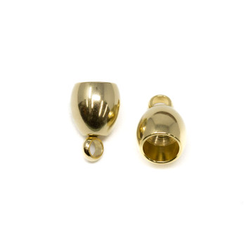 Gold Plated Stainless Steel 4mm Glue In End Caps with Bail - 1 Pair