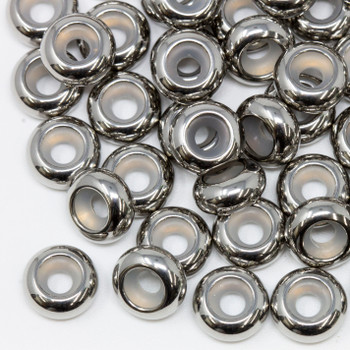 Silver Plated  Stainless Steel 10mm Silicone Suction Bead - 3mm Hole